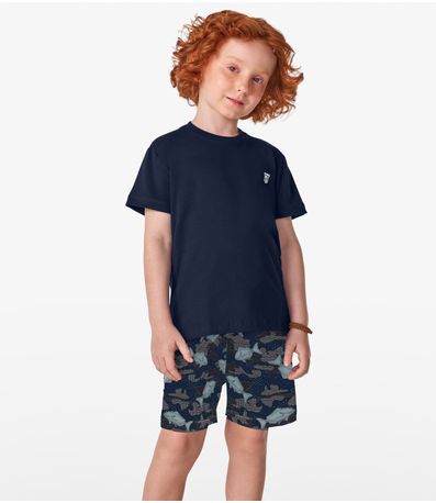 Bermuda Infantil Estampa De Peixes Trick Nick Azul