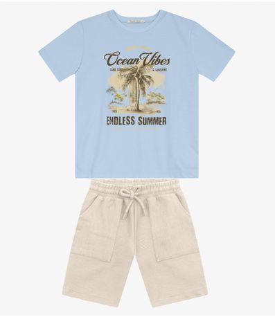 Conjunto Masculino Camiseta com Bermuda Trick Nick Azul