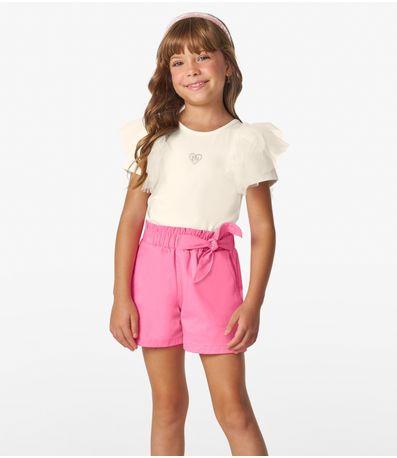 Conjunto Blusa com Shorts cotton leve Trick Nick Off White