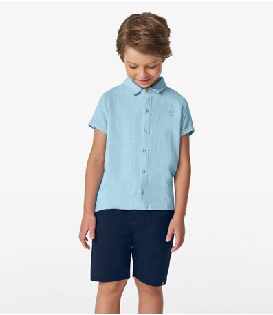 Camisa Infantil Masculina Com Botões Trick Nick Azul