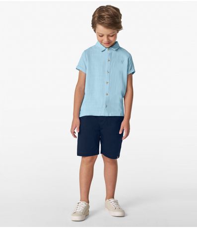 Camisa Infantil Masculina Com Botões Trick Nick Azul