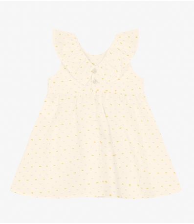 Vestido Infantil em Cotton Plumetis Trick Nick Bege