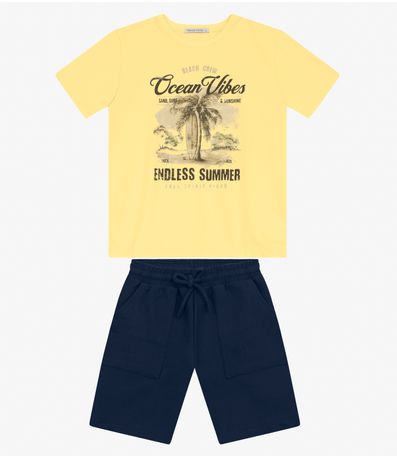 Conjunto Masculino Camiseta com Bermuda Trick Nick Amarelo