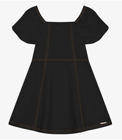 Vestido Infantil em Moletinho Denim Trick Nick Preto