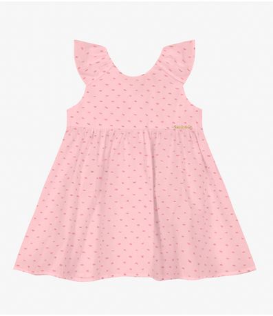 Vestido Infantil em Cotton Plumetis Trick Nick Rosa