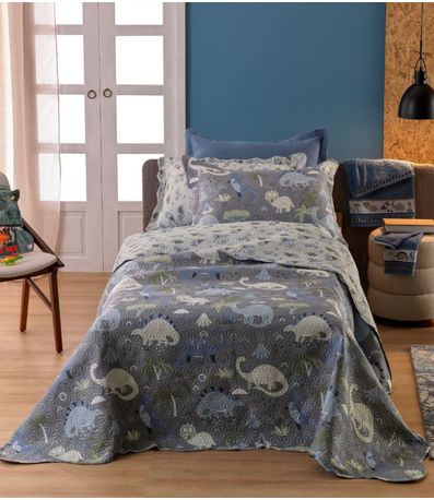 Kit Cobre Leito Casual Kids Solteiro Appel Cinza
