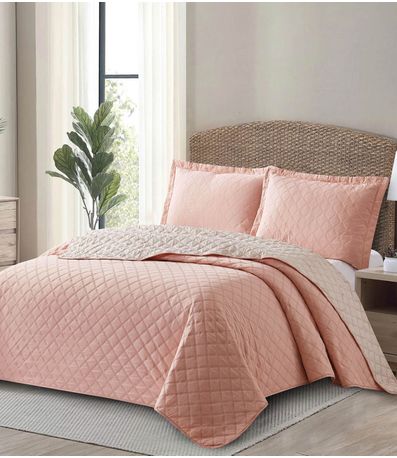 Kit Cobre Leito Matelassê Casal Appel Rosa