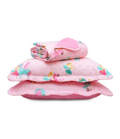 Kit Cobre Leito Casual Kids Casal Appel Rosa