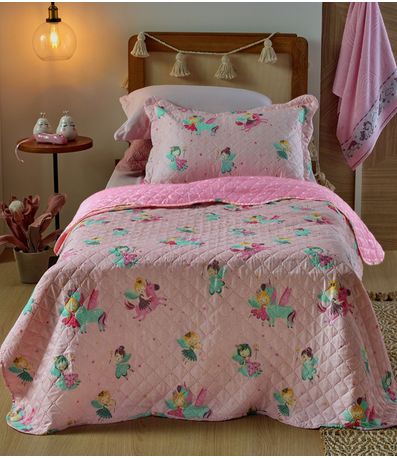 Kit Cobre Leito Casual Kids Casal Appel Rosa