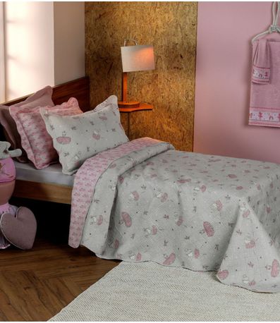 Kit Cobre Leito Casual Kids Solteiro Appel Cinza