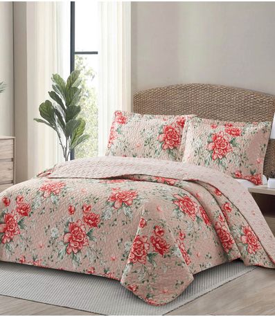 Kit Cobre Leito Matelassê Solteiro Appel Rosa