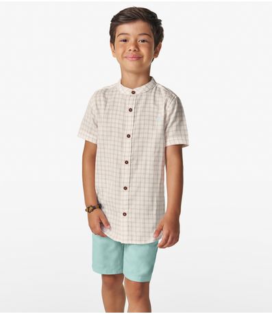 Conjunto Infantil Masculino Xadrez Trick Nick Bege