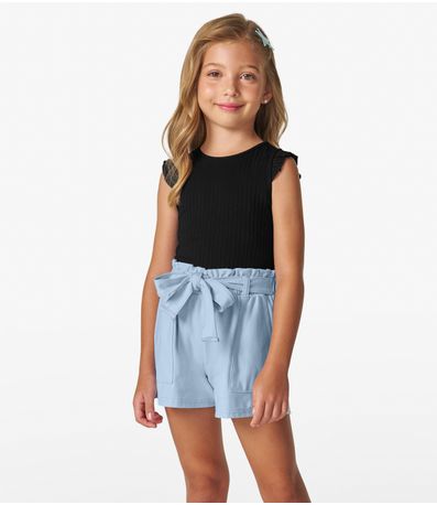 Shorts Infantil em Moletinho Denim Trick Nick Azul