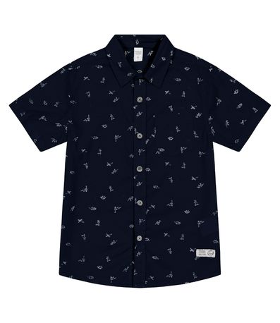 Camisa Infantil Masculina Com Botões Trick Nick Azul
