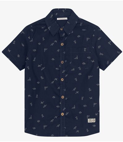 Camisa Infantil Masculina Com Botões Trick Nick Azul