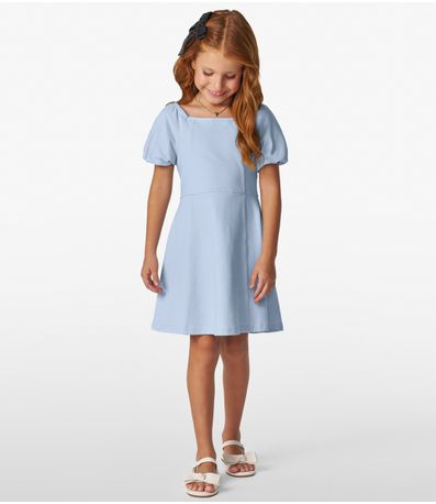 Vestido Infantil em Moletinho Denim Trick Nick Azul