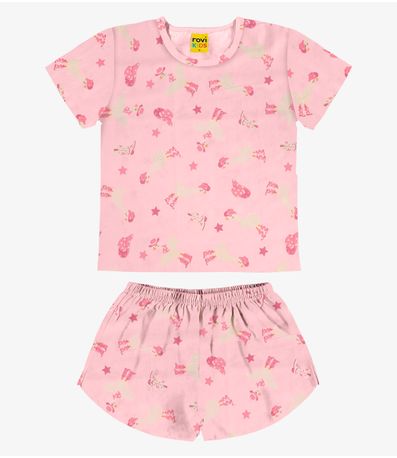 Pijama Meia Malha Rovi Kids Rosa