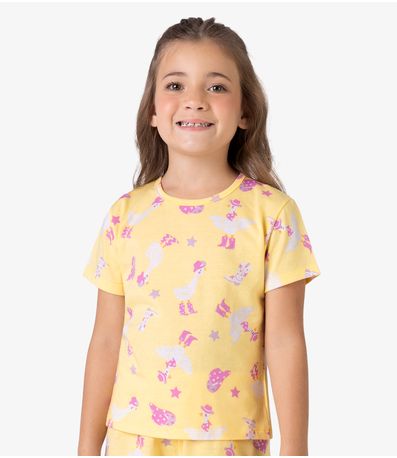 Pijama Meia Malha Rovi Kids Amarelo