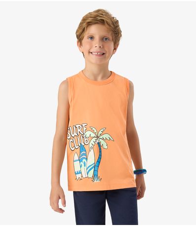 Camiseta Meia Malha Infantil Masculina Rovi Kids Laranja