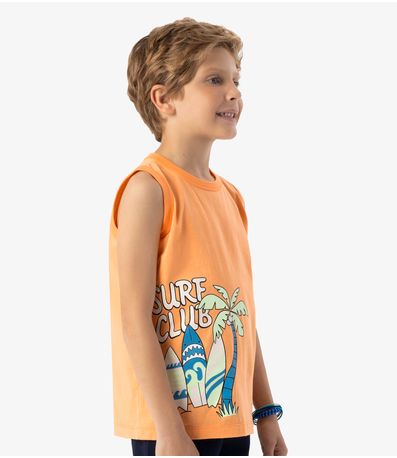 Camiseta Meia Malha Infantil Masculina Rovi Kids Laranja