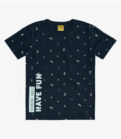 Camiseta Meia Malha Infantil Masculina Rovi Kids Azul