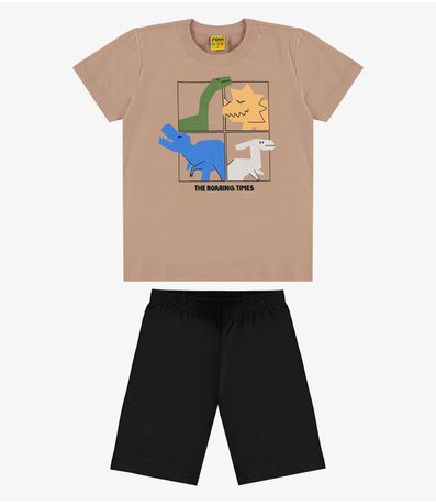 Conjunto Infantil Camiseta com Bermuda Rovi Kids Marrom