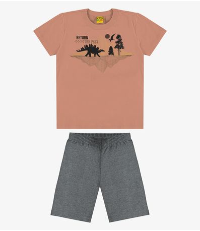 Conjunto Infantil Camiseta com Bermuda Rovi Kids Marrom