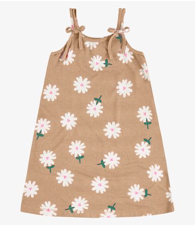 Vestido Infantil Visco Maquinetada Rovi Kids Marrom