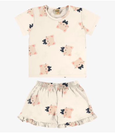 Pijama Meia Malha Rovi Kids Bege