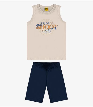 Conjunto Machão c/ Bermuda em Meia Malha Rovi Kids Bege