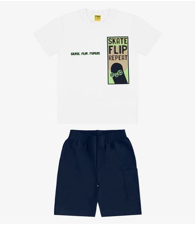 Conjunto Infantil Machão com Bermuda Rovi Kids Branco