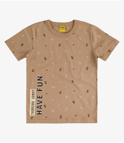 Camiseta Meia Malha Infantil Masculina Rovi Kids Marrom