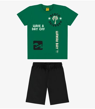 Conjunto Infantil Camiseta com Bermuda Rovi Kids Verde