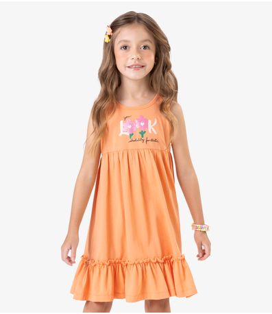 Vestido Feminino Meia Malha Rovi Kids Laranja