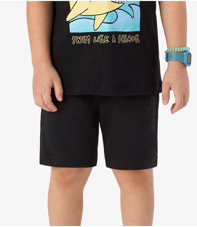 Bermuda Moletom Sarjado Infantil Rovi Kids Preto
