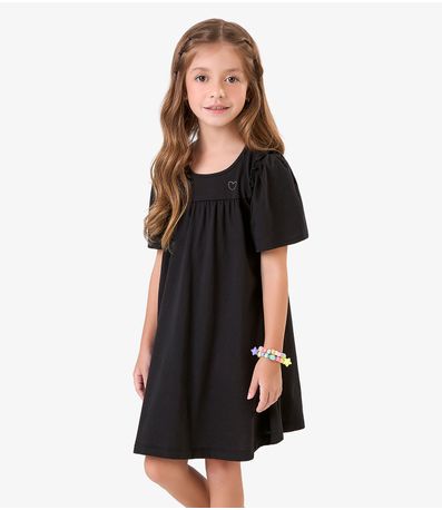 Vestido em Meia Malha Rovi Kids Preto