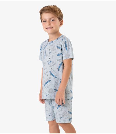 Pijama Meia Malha Rovi Kids Azul