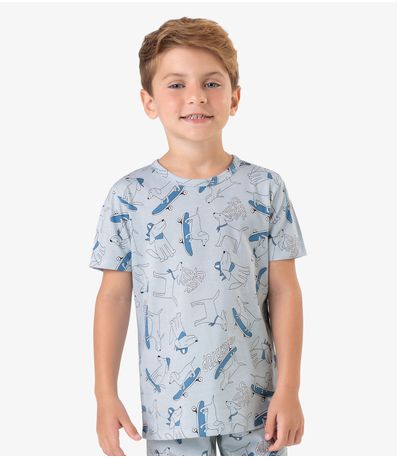 Pijama Meia Malha Rovi Kids Azul