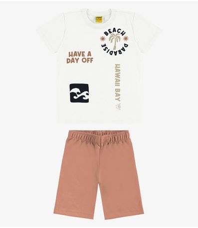 Conjunto Infantil Camiseta com Bermuda Rovi Kids Branco