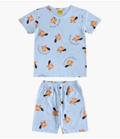 Pijama Meia Malha Rovi Kids Azul