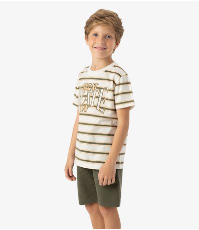 Conjunto Machão c Bermuda em Meia Malha Rovi Kids Bege