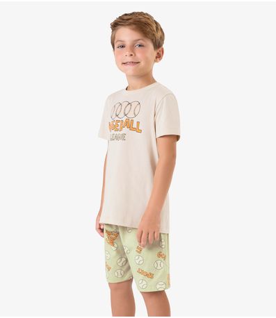 Pijama Meia Malha Rovi Kids Bege