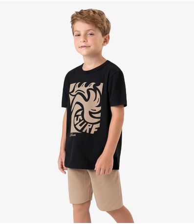 Conjunto Camiseta com Bermuda Meia Malha RoviKids Preto