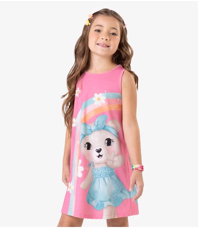 Vestido Poly Touch Meia Malha Rovi Kids Rosa