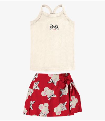 Conjunto Regata com Shorts Saia Rovi Kids Bege