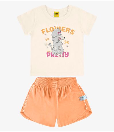Conjunto Blusa com Shorts Malhão Fruit RoviKids Bege