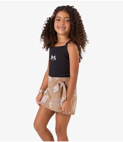 Conjunto Regata com Shorts Saia Rovi Kids Preto