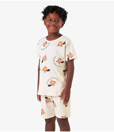 Pijama Meia Malha Rovi Kids Bege