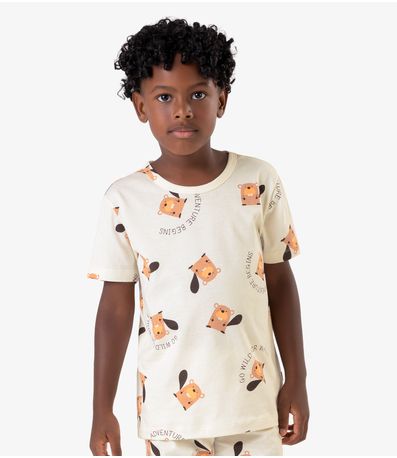 Pijama Meia Malha Rovi Kids Bege