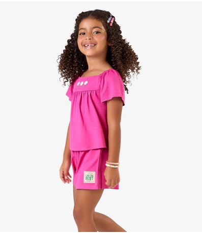 Conjunto Blusa c/ Shorts Visco Maquineta Rovi Kids Rosa